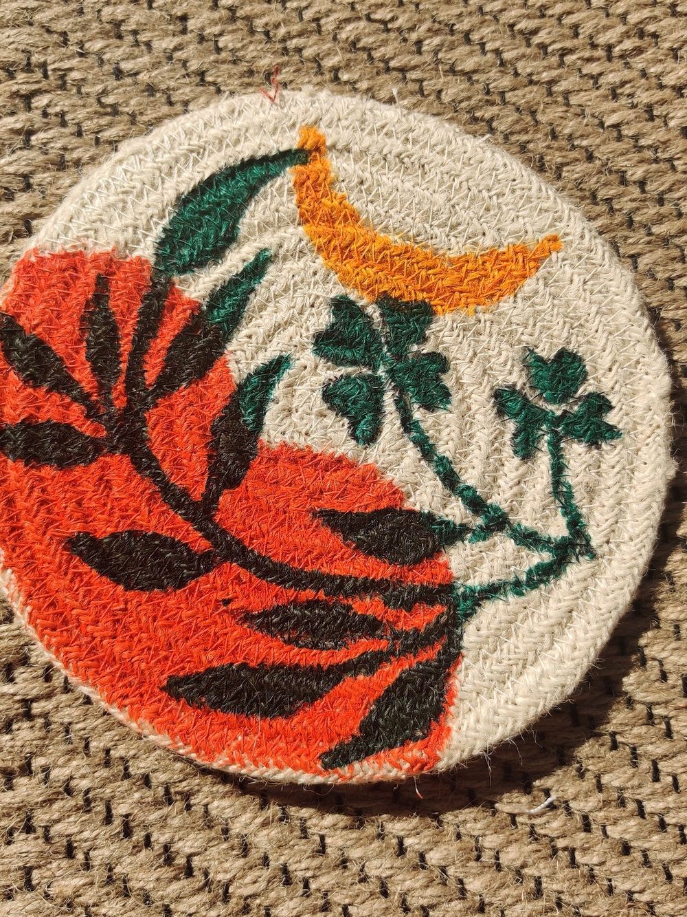 Handwoven Botanical Round Coaster - 2 Pcs Set